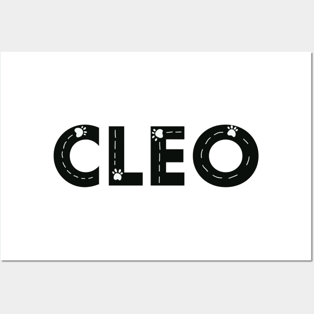 Cleo cat name made of hand drawn paw prints Wall Art by GULSENGUNEL